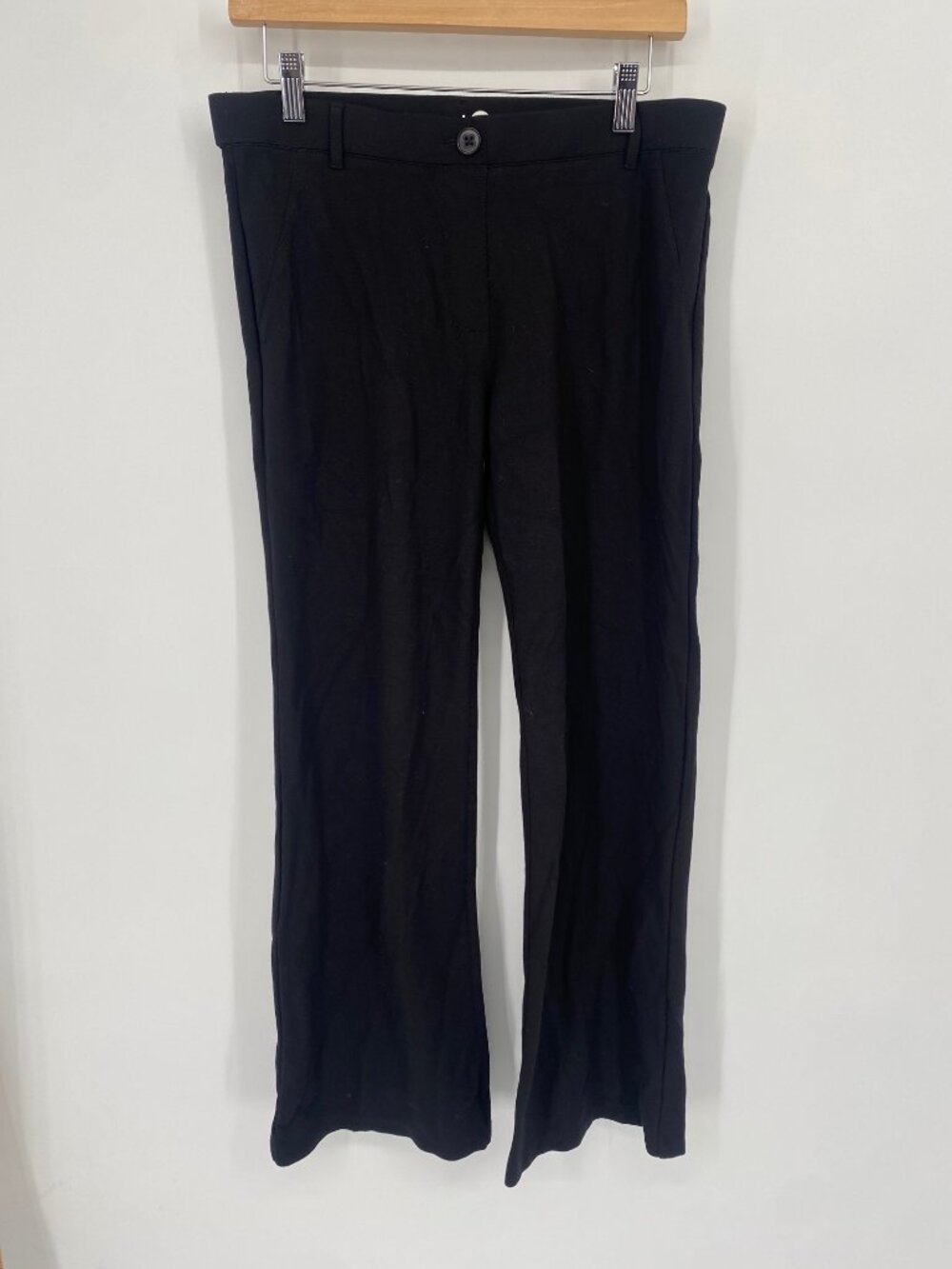 Betabrand Dress Pant Yoga Pants Black Wide Leg Size L Petite STRETCH
